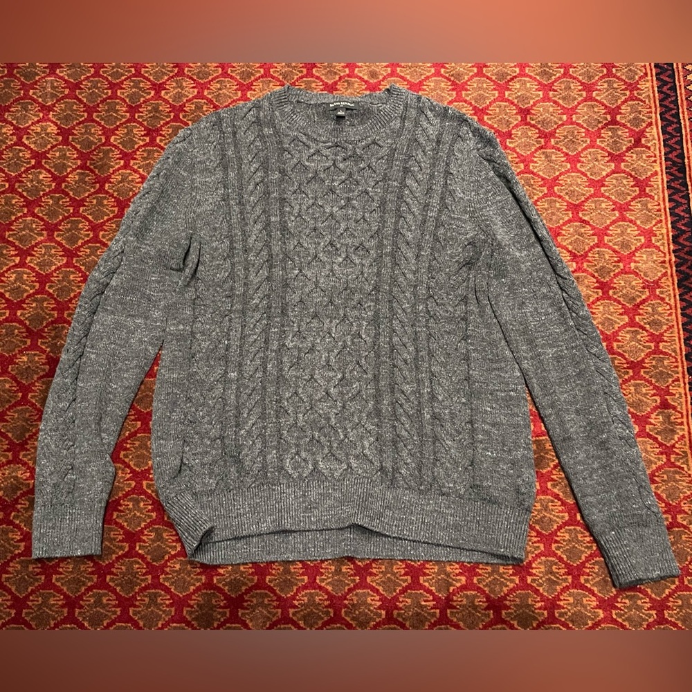 Banana Republic Men's Gray Cable Knit Sweater